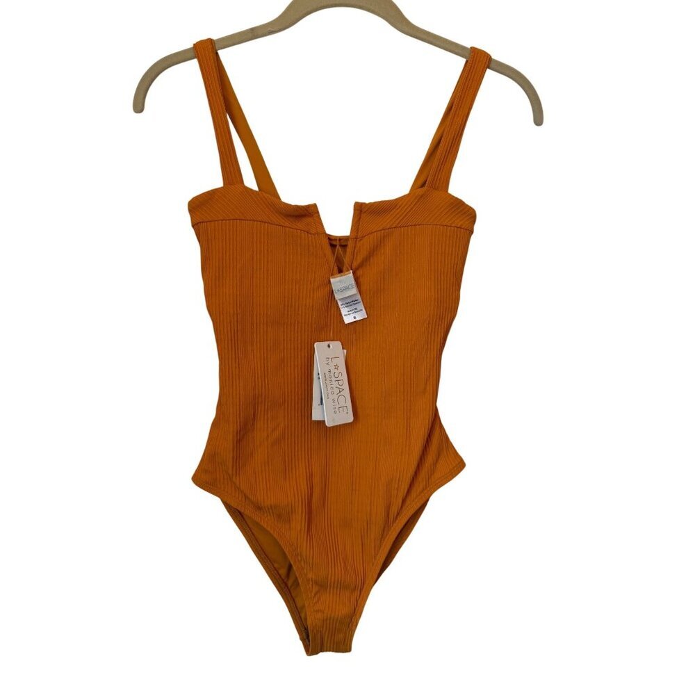 Lspace Womens Cha Cha One-Piece Swimsuit Size 6 Orange Nwt